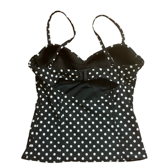 DKNY Swim Tankini 2 Piece Swimsuit Black and White Polka Dot Women’s Large - Picture 6 of 11
